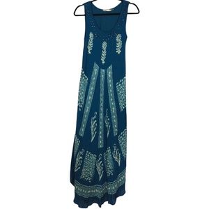 Soft Surroundings Varanasi Batik Beaded Sun Dress X-small
